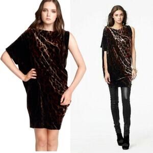 DVF Diane Von Furstenberg WILMA JOON Velvet Velour Tunic Dress Golden Tiger
